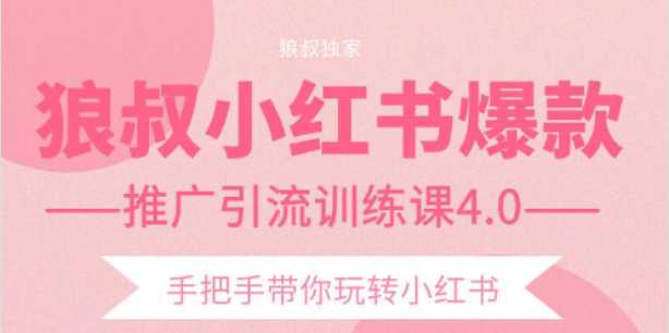 狼叔小红书爆款推广引流训练课4.0，手把手带你玩转小红书-创业网 - 最新网络创业项目与实战营销教程平台 | cye.cc