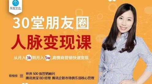 朋友圈运营《徐悦佳30堂朋友圈人脉变现课》月入3千到月入5万， 高情商营销快速变现-创业网 - 最新网络创业项目与实战营销教程平台 | cye.cc