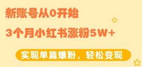 小红书涨粉变现《新账号从0开始3个月小红书涨粉5W+》实现单篇爆粉-创业网 - 最新网络创业项目与实战营销教程平台 | cye.cc