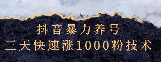 抖音暴力养号《三天快速涨1000粉技术》-创业网 - 最新网络创业项目与实战营销教程平台 | cye.cc