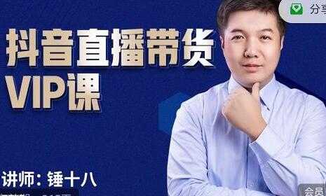 锤十八《抖音直播带货VIP课》专注直播带货有效盈利模式-创业网 - 最新网络创业项目与实战营销教程平台 | cye.cc