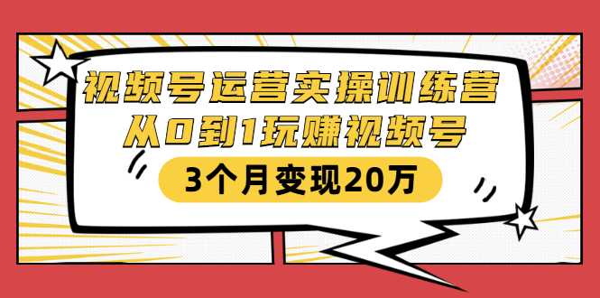 视频号运营实操训练营：从0到1玩赚视频号，3个月变现20万-创业网 - 最新网络创业项目与实战营销教程平台 | cye.cc