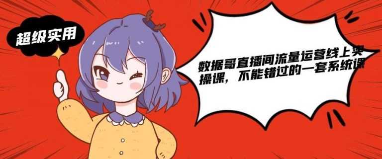 数据哥直播间流量运营线上实操课，不能错过的一套系统课-创业网 - 最新网络创业项目与实战营销教程平台 | cye.cc
