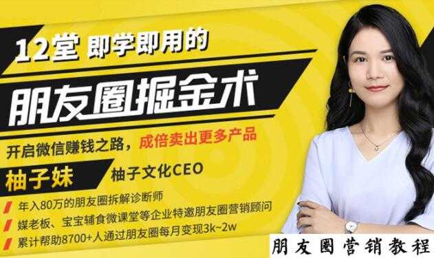 【营销必学】12堂学之即用的朋友圈掘金术：开启你的副业赚钱之路-创业网 - 最新网络创业项目与实战营销教程平台 | cye.cc