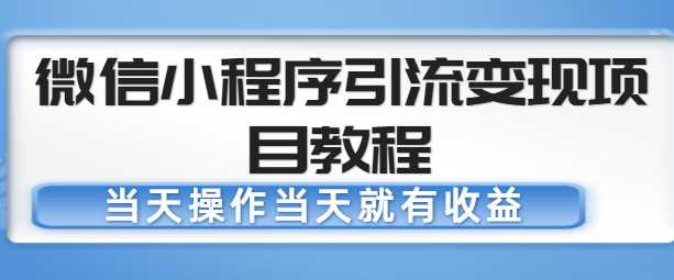 微信小程序引流变现项目教程，当天操作当天就有收益，变现不再是难事-创业网 - 最新网络创业项目与实战营销教程平台 | cye.cc