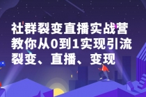 社群电商·社群裂变直播实战营，教你从0到1实现引流、裂变、直播、变现-创业网 - 最新网络创业项目与实战营销教程平台 | cye.cc