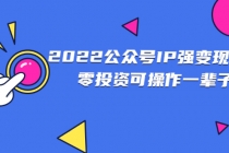 2022公众号IP强变现项目，零投资可操作一辈子-创业网 - 最新网络创业项目与实战营销教程平台 | cye.cc