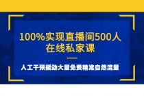 100%实现直播间500人在线私家课，人工干预撬动大量免费精准自然流量-创业网 - 最新网络创业项目与实战营销教程平台 | cye.cc