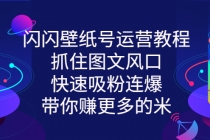 闪闪壁纸号运营教程，抓住图文风口，快速吸粉连爆，带你赚更多的米-创业网 - 最新网络创业项目与实战营销教程平台 | cye.cc