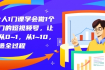 1个人1门课学会做1个热门的短视频号，让你从0~1，从1~10，打造全过程-创业网 - 最新网络创业项目与实战营销教程平台 | cye.cc
