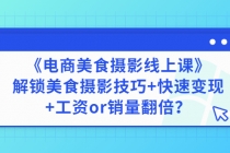 《电商美食摄影线上课》解锁美食摄影技巧+快速变现+工资or销量翻倍-创业网 - 最新网络创业项目与实战营销教程平台 | cye.cc