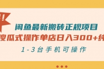 闲鱼最新搬砖正规项目：傻瓜式操作单店日入300+纯利，1-3台手机可操作-创业网 - 最新网络创业项目与实战营销教程平台 | cye.cc
