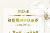 短视频高手实操课：从入门到精通，账号+运营+直播，应有尽有！-创业网 - 最新网络创业项目与实战营销教程平台 | cye.cc