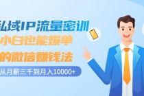 私域IP流量密训：小白也能爆单的微信赚钱法，从月薪三千到月入10000+-创业网 - 最新网络创业项目与实战营销教程平台 | cye.cc