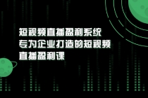 《短视频直播盈利系统》专为企业打造的短视频直播盈利课-创业网 - 最新网络创业项目与实战营销教程平台 | cye.cc