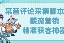 【精准引流】最新版三义某音评论采集脚本，截流营销精准获客神器【永久版】-创业网 - 最新网络创业项目与实战营销教程平台 | cye.cc