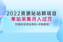 2022资源站站群项目：单站采集月入过万，附最新资源站源码+详细教程！-创业网 - 最新网络创业项目与实战营销教程平台 | cye.cc
