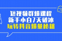 小九归途·短视频群爆课程：新手小白7天破冰，玩转抖音爆量秘籍-创业网 - 最新网络创业项目与实战营销教程平台 | cye.cc
