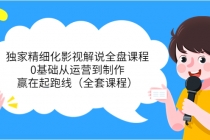 独家精细化影视解说全盘课程，0基础从运营到制作，赢在起跑线-创业网 - 最新网络创业项目与实战营销教程平台 | cye.cc