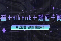 百万粉丝博主·抖音+tiktok+搬运+剪映，从起号寻找素材爆款制作！-创业网 - 最新网络创业项目与实战营销教程平台 | cye.cc
