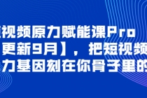 短视频原力赋能课Pro【更新9月】，把短视频能力基因刻在你骨子里的课-创业网 - 最新网络创业项目与实战营销教程平台 | cye.cc