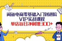闲鱼电商零基础入门到进阶VIP实战课程，单店每日净利增300+-创业网 - 最新网络创业项目与实战营销教程平台 | cye.cc