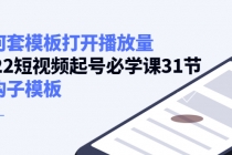 如何套模板打开播放量，2022短视频起号必学课31节，送钩子模板-创业网 - 最新网络创业项目与实战营销教程平台 | cye.cc