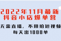 2022年11月最新抖音小店爆单训练营：无需直播，不用拍短视频，每天出1000单-创业网 - 最新网络创业项目与实战营销教程平台 | cye.cc