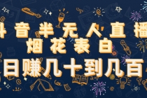抖音半无人直播烟花表白，日赚几十到几百-创业网 - 最新网络创业项目与实战营销教程平台 | cye.cc