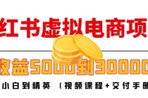 小红书虚拟电商项目：从小白到精英 月收益5000到30000 (视频课程+交付手册)-创业网 - 最新网络创业项目与实战营销教程平台 | cye.cc