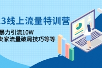 2023线上流量特训营：包含暴力引流10W+中小卖家流量破局技巧等等-创业网 - 最新网络创业项目与实战营销教程平台 | cye.cc