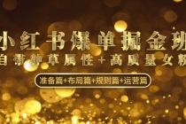 小红书爆单掘金班：自带种草属性+高质量女粉 准备篇+布局篇+规则篇+运营篇-创业网 - 最新网络创业项目与实战营销教程平台 | cye.cc