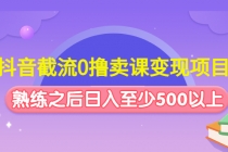 抖音截流0撸卖课变现项目：这个玩法熟练之后日入至少500以上-创业网 - 最新网络创业项目与实战营销教程平台 | cye.cc