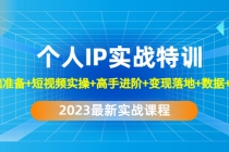 2023个人IP实战特训：基础准备+短视频实操+高手进阶+变现落地+数据+电商-创业网 - 最新网络创业项目与实战营销教程平台 | cye.cc