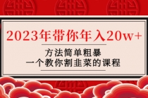 韭菜-联盟· 2023年带你年入20w+方法简单粗暴，一个教你割韭菜的课程-创业网 - 最新网络创业项目与实战营销教程平台 | cye.cc