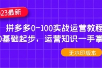 2023拼多多0-100实战运营教程，0基础起步，运营知识一手掌握-创业网 - 最新网络创业项目与实战营销教程平台 | cye.cc