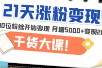 21天精准涨粉变现干货大课：从10位粉丝开始变现 月增5000+变现20w+-创业网 - 最新网络创业项目与实战营销教程平台 | cye.cc