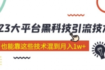 价值4899的2023大平台黑科技引流技术 小白也能靠这些技术混到月入1w+29节课-创业网 - 最新网络创业项目与实战营销教程平台 | cye.cc