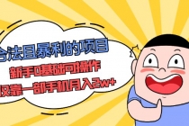 合法且暴利的项目，新手0基础可操作，仅靠一部手机月入2w+-创业网 - 最新网络创业项目与实战营销教程平台 | cye.cc