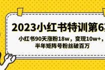 2023小红书特训第6期，小红书90天涨粉18w，变现10w+，半年矩阵号粉丝破百万-创业网 - 最新网络创业项目与实战营销教程平台 | cye.cc