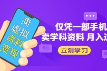 卖虚拟资料变现项目：仅凭一部手机卖高考资料月入过万-创业网 - 最新网络创业项目与实战营销教程平台 | cye.cc