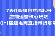 7天0基础自然流起号，店铺运营核心玩法，0-1搭建电商直播带货账号-创业网 - 最新网络创业项目与实战营销教程平台 | cye.cc