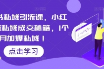 小红书私域引流课，小红书引流私域成交秘籍，1个月加爆私域！-创业网 - 最新网络创业项目与实战营销教程平台 | cye.cc