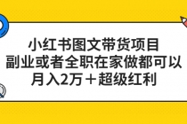 小红书图文带货项目，副业或者全职在家做都可以，月入2万＋超级红利-创业网 - 最新网络创业项目与实战营销教程平台 | cye.cc