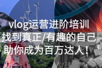 vlog运营进阶培训：找到真正/有趣的自己，助你成为百万达人！-创业网 - 最新网络创业项目与实战营销教程平台 | cye.cc