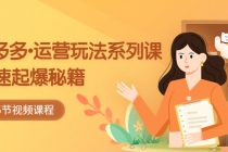 2023拼多多-运营玩法系列课：快速起爆秘籍-创业网 - 最新网络创业项目与实战营销教程平台 | cye.cc