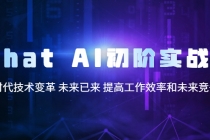 Chat AI初阶实战课，AI时代技术变革 未来已来 提高工作效率和未来竞争力-创业网 - 最新网络创业项目与实战营销教程平台 | cye.cc
