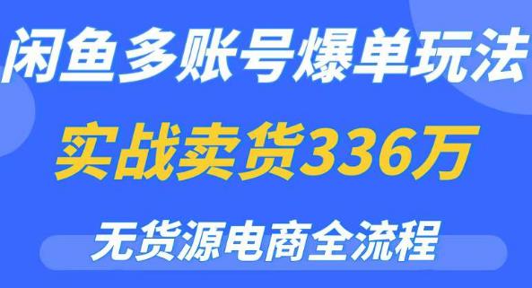 闲鱼多账号爆单玩法，无货源电商全流程，超简单的0门槛变现项目【揭秘】-创业网 - 最新网络创业项目与实战营销教程平台 | cye.cc