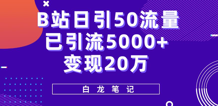 B站日引50+流量，实战已引流5000+变现20万，超级实操课程-创业网 - 最新网络创业项目与实战营销教程平台 | cye.cc