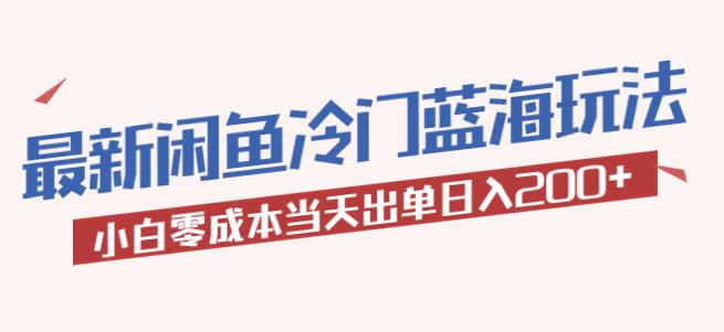 2023最新闲鱼冷门蓝海玩法，小白零成本当天出单日入200+【揭秘】-创业网 - 最新网络创业项目与实战营销教程平台 | cye.cc